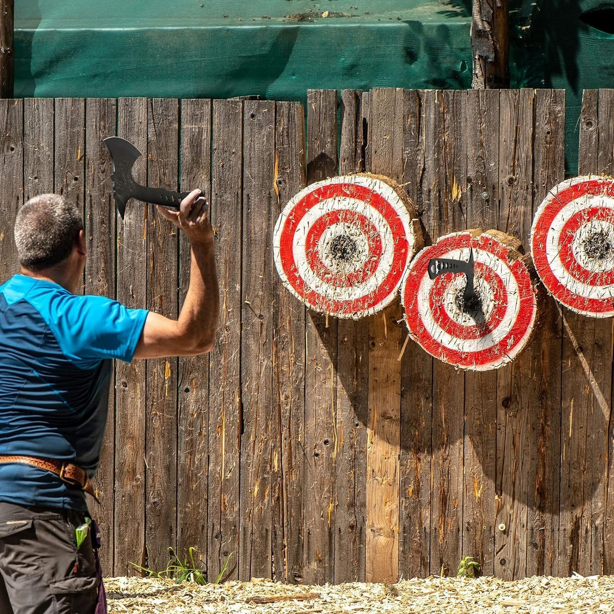 3-Pack Throwing Axes and Tomahawks Kit with Nylon Sheath - 10.4" Stainless Steel Blades, Built-in Corkscrew