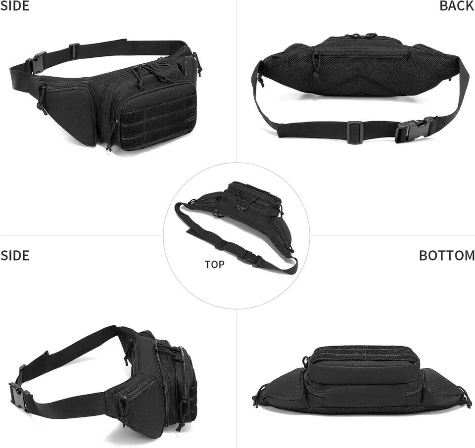 Military Tactical Waist Belt Bag with Concealed Carry Holster and Molle Webbing