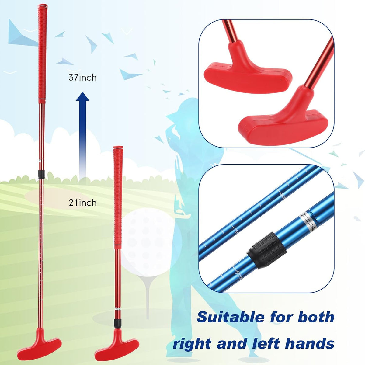 Golf Putter Set with 4 Balls - Two-Way Mini Golf Clubs for Men & Women