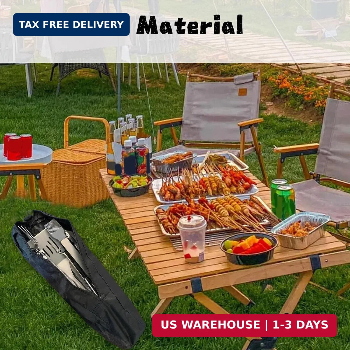 Outdoor Grill Tool Storage Bag with Handle for Camping & BBQ
