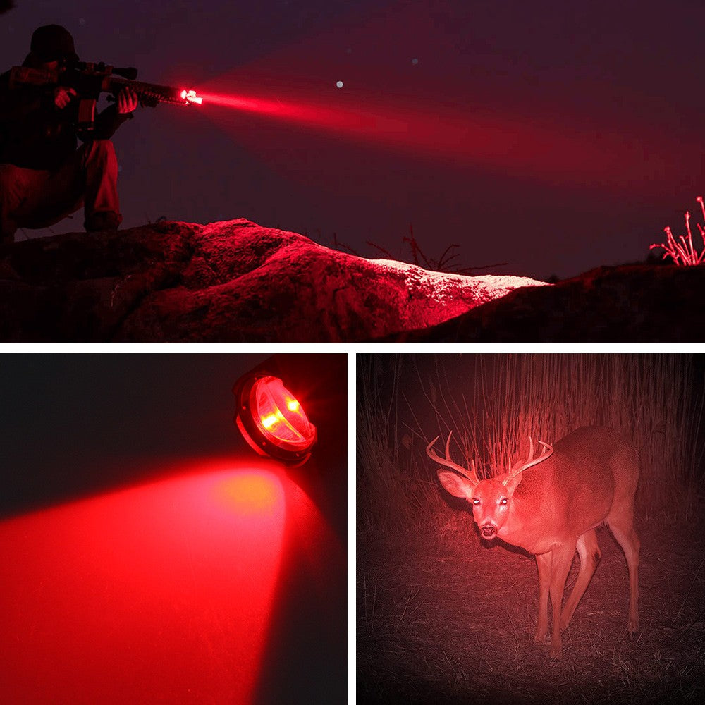 4-in-1 LED Hunting Flashlight with Zoom White Green Red Blue Light Torch for Coyote Varmint