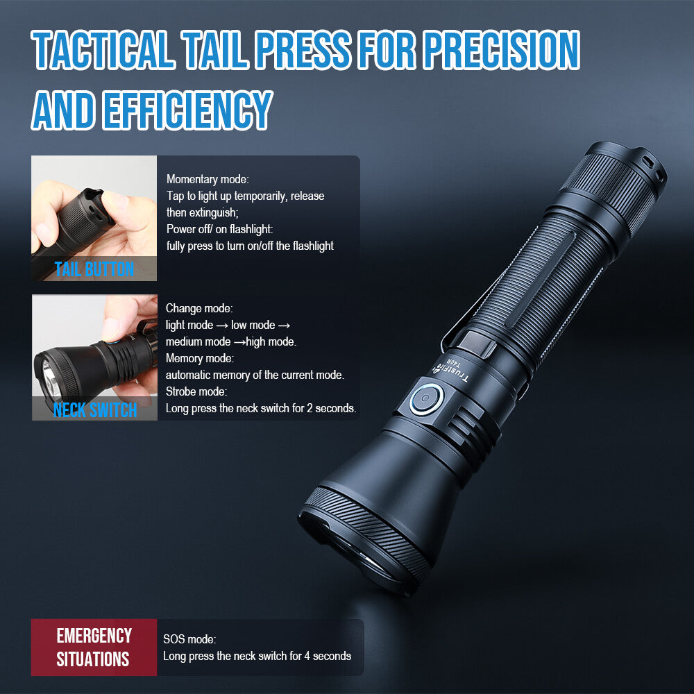 Trustfire T40R 1800 Lumens Rechargeable Tactical Flashlight with 550m Range