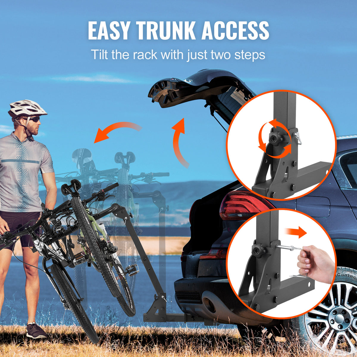 4 Bike Hitch Mount Rack Folding Swing Down Bicycle Carrier for SUV Car Truck