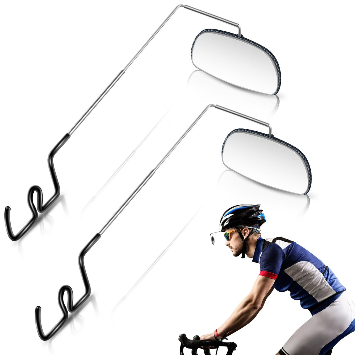 Adjustable Bicycle Rear View Mirror 2 Pack for Helmet & Glasses Cycling