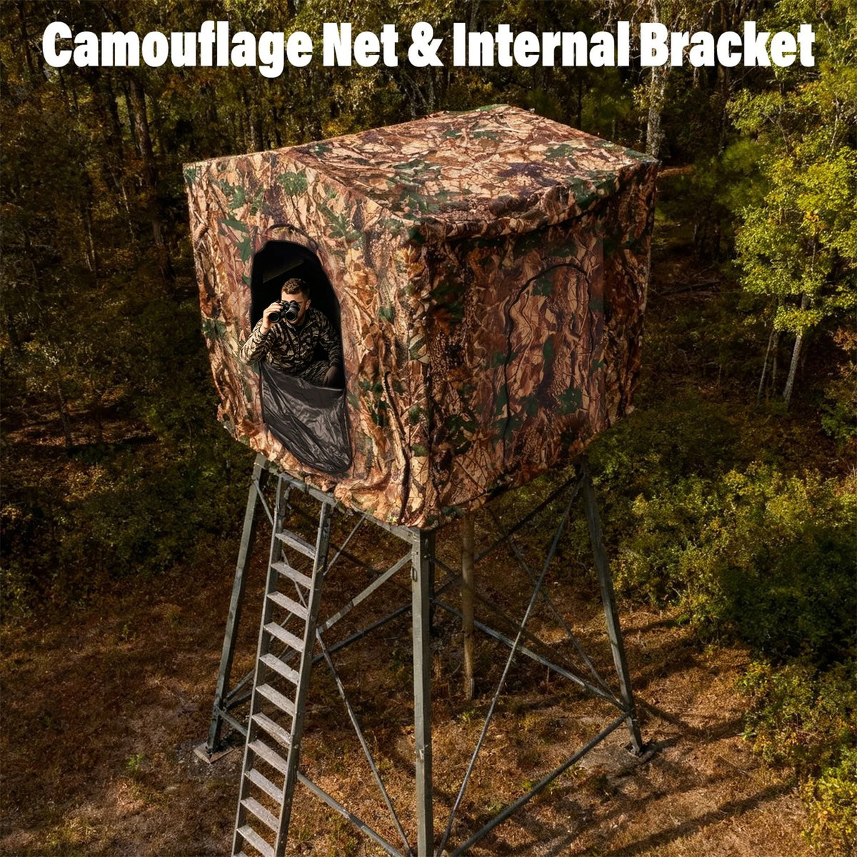 7ft Tall Steel & Cloth Hunting Blind Cover for 2-Person Camouflage