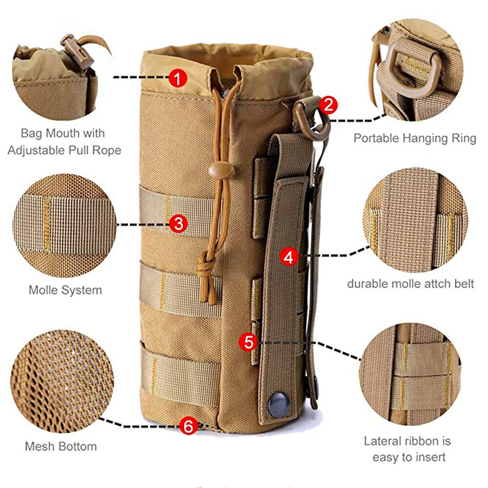 35oz Outdoor Tactical Water Bottle Pouch Hiking Belt Holder Military Gear