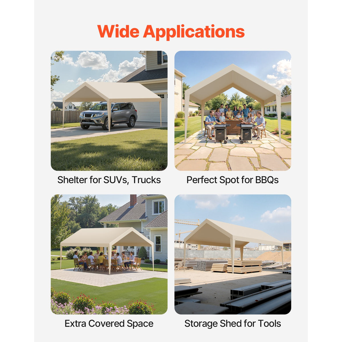 12x20 ft Carport Canopy Cover UV-Resistant Weatherproof Outdoor Shelter