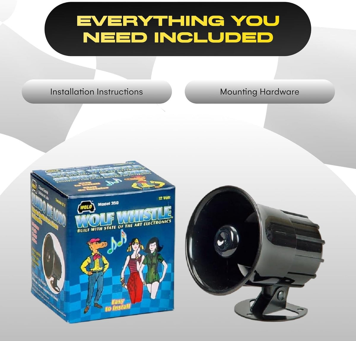 Electronic Car Horn with Two-Tone Whistle 105dB 12V Compact Vehicle Accessory