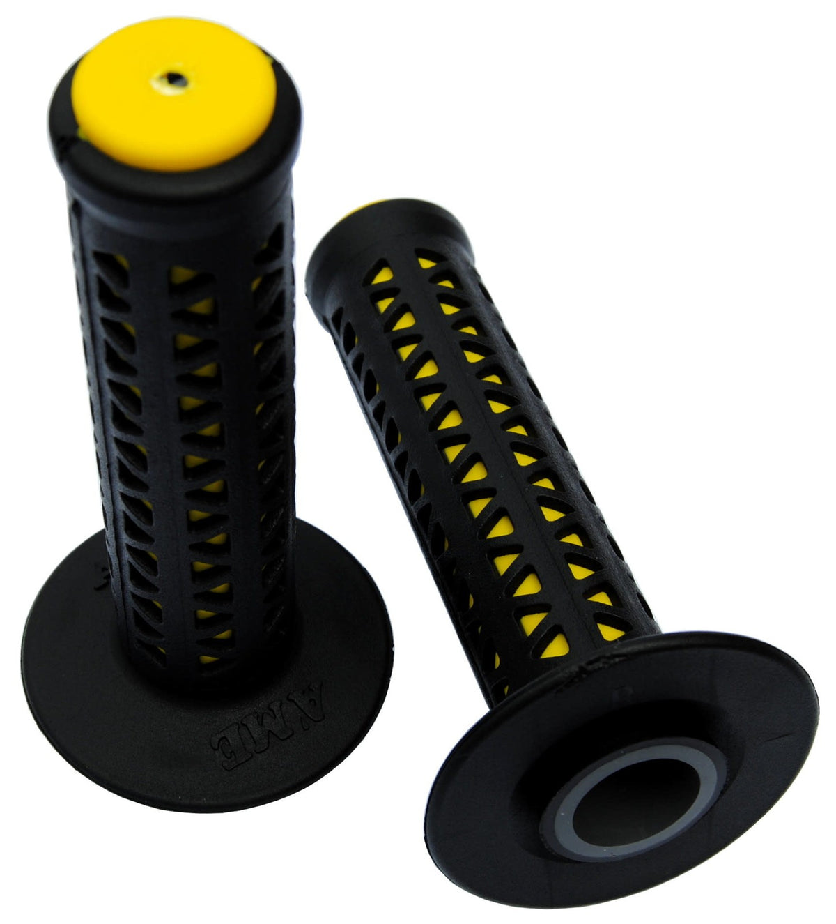 BMX Handlebar Grips - Black Over Yellow, Soft Rubber, 130mm Length