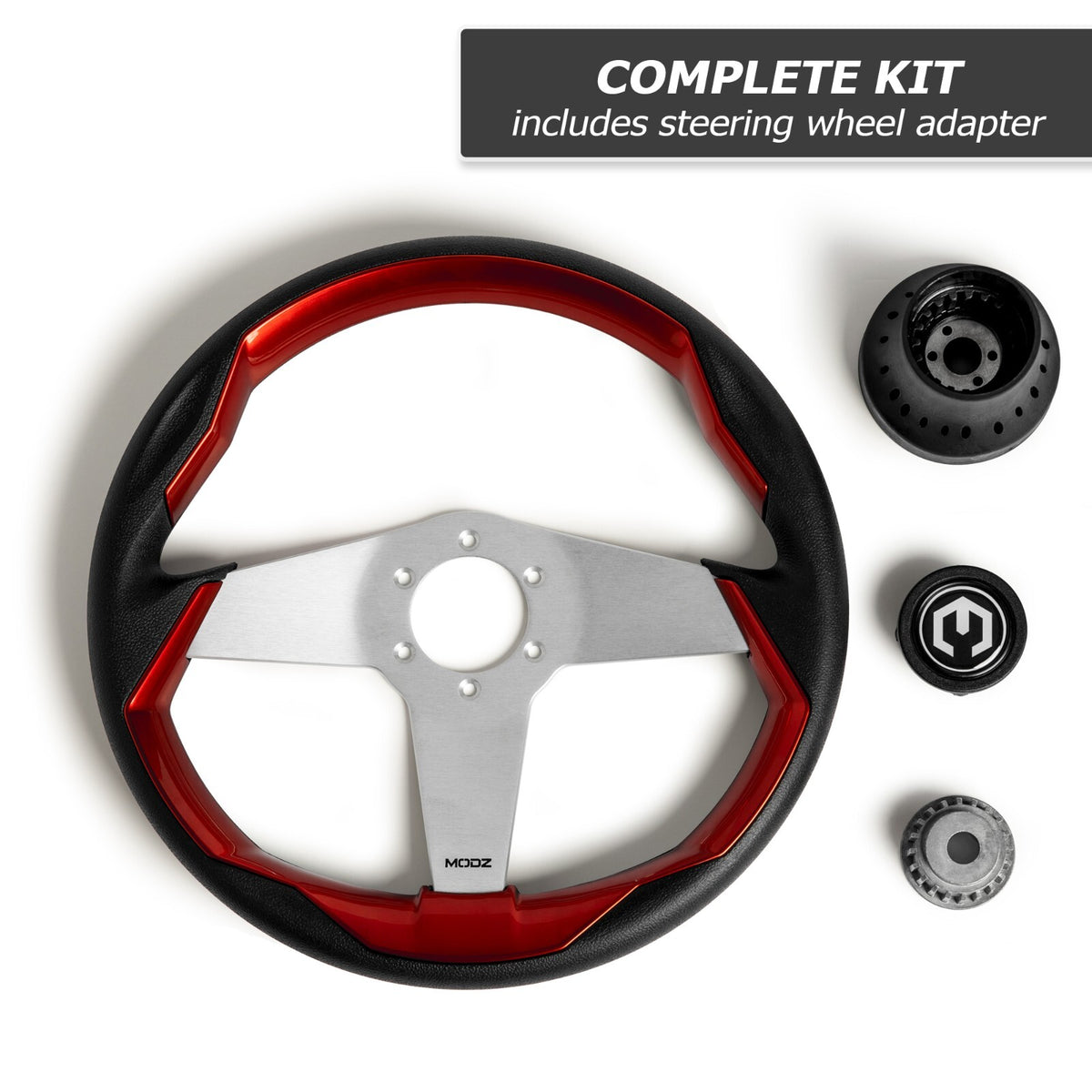 Golf Cart Steering Wheel Kit with Adapter - Custom Colors for Club Car, EZGO, Yamaha