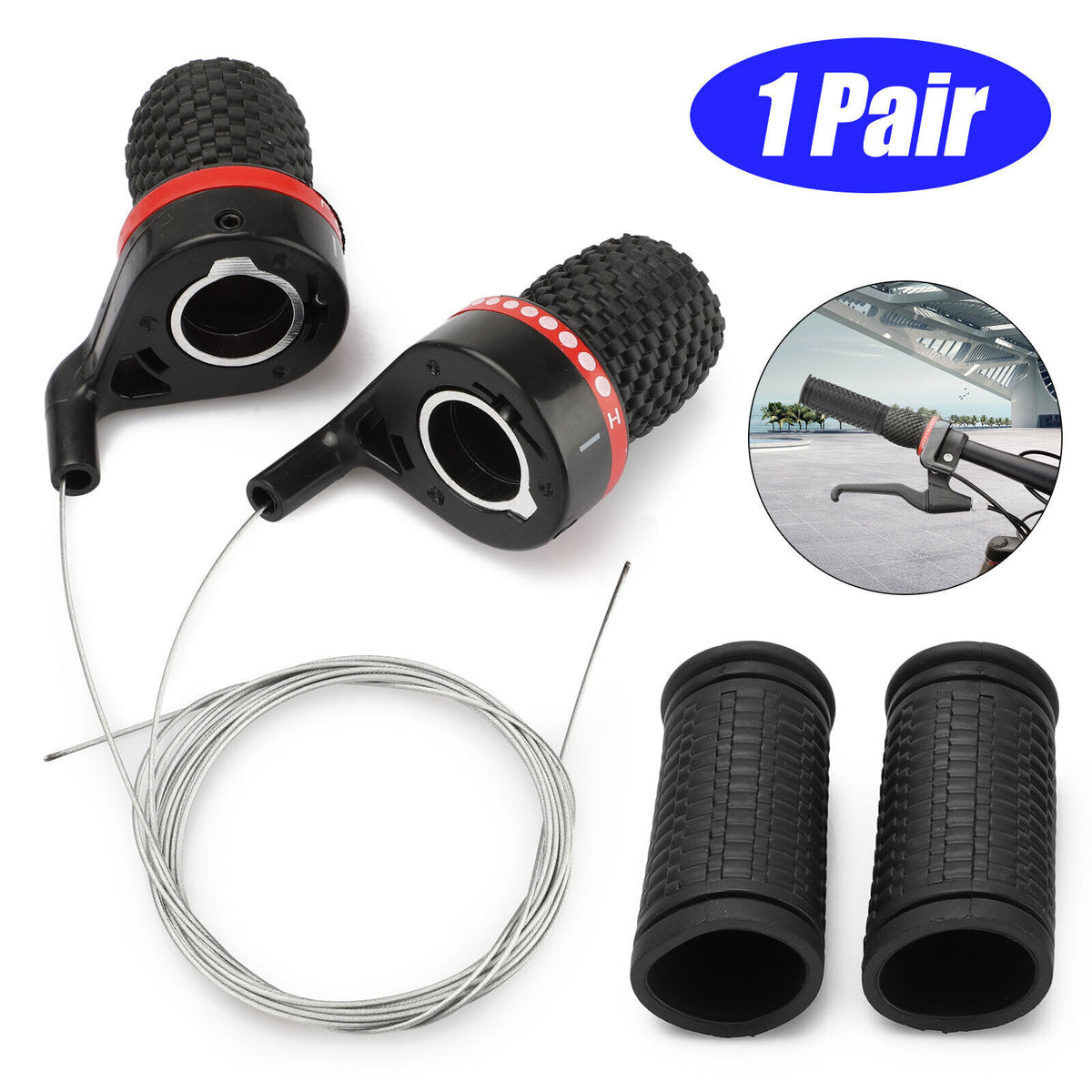 Bike Shift Levers Handlebar Grip Set - Durable Rubber & Easy Installation