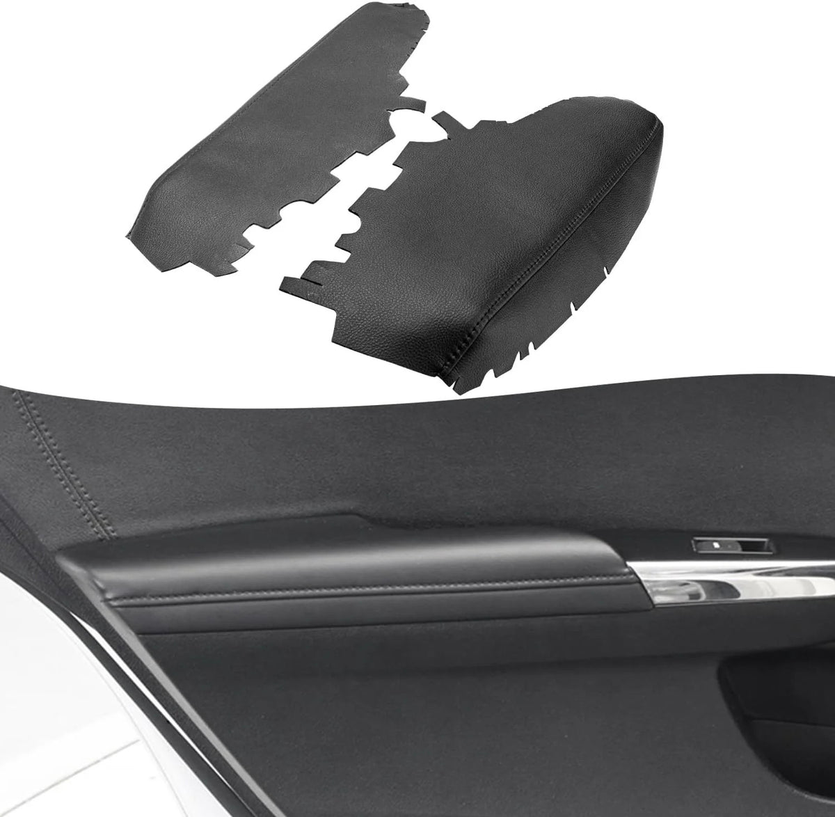 Car Rear Door Armrest Cover Replacement for Toyota Avalon 2013-2018 - Set of 2, Black, PU Leather