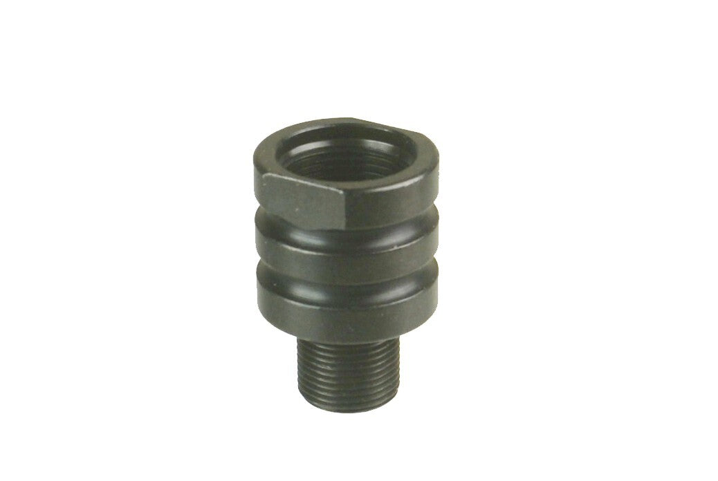 Steel 5/8x24 Inside Thread to 1/2x28 Outside Thread Muzzle Adapter - Black