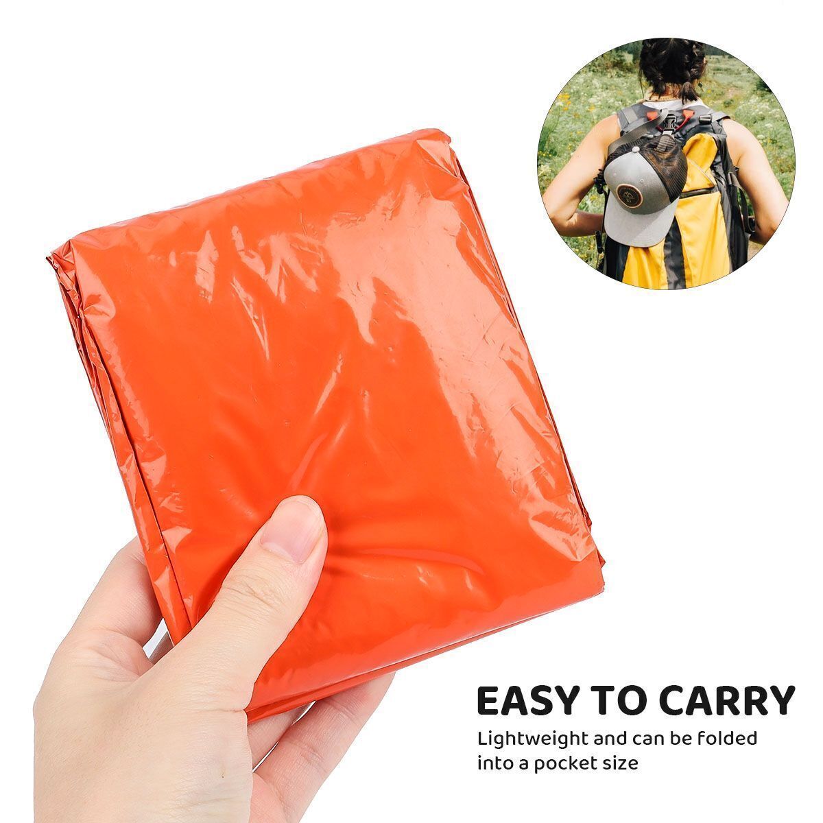 Reusable Thermal Emergency Poncho Waterproof Rain Camping Gear 1/2PC