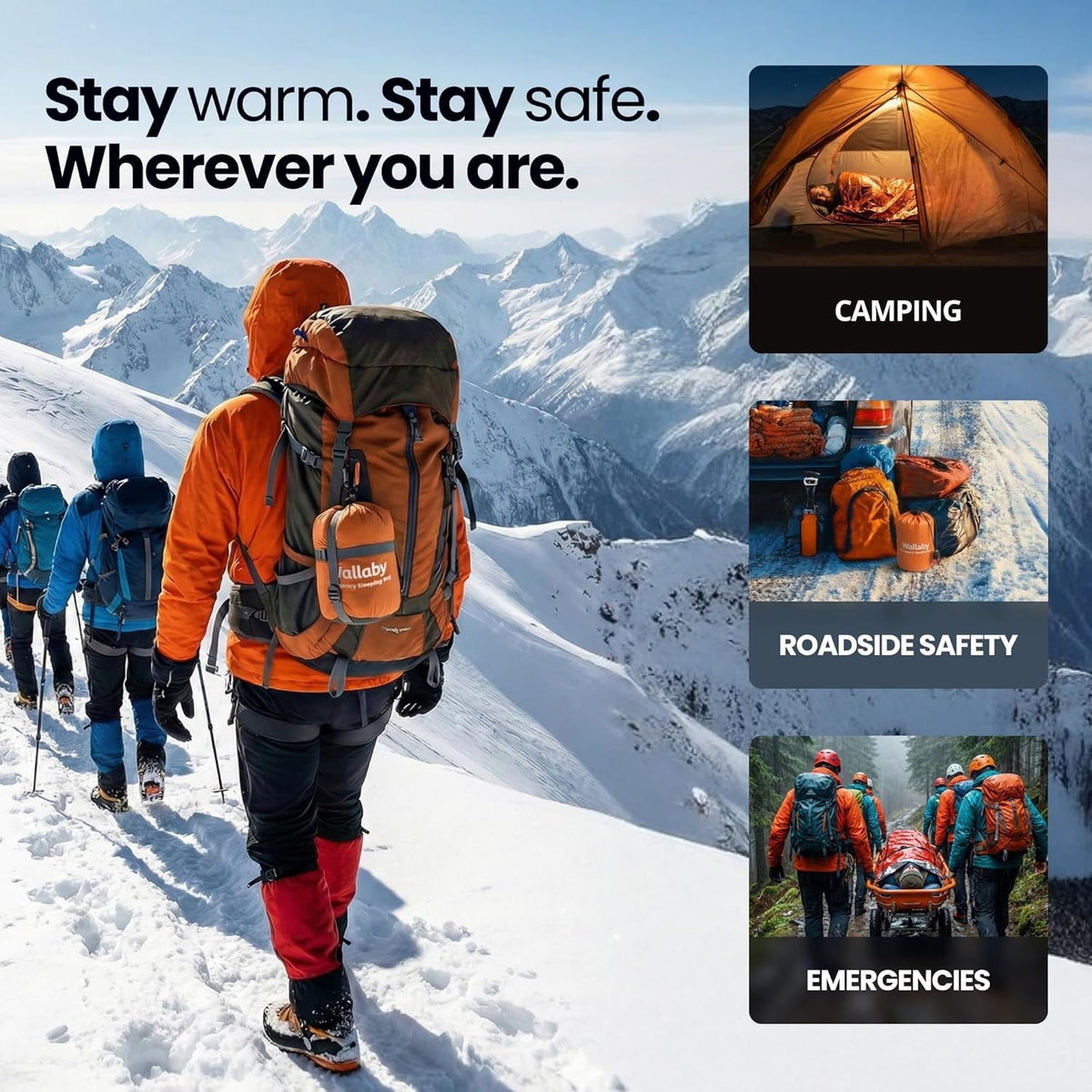 Emergency Mylar Sleeping Bags 2-Pack with Nylon Pouches & Whistle