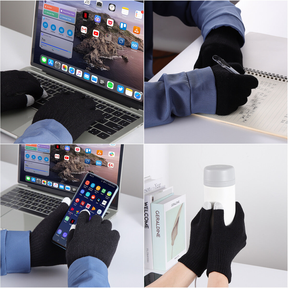 USB Heated Gloves Touchscreen Winter Mittens Knitted Hand Warmers