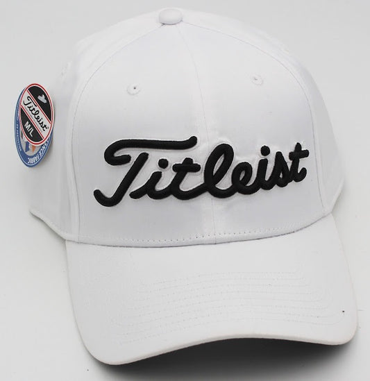 Performance Twill Golf Hat Fitted M/L White Black - Durable Sun Protection