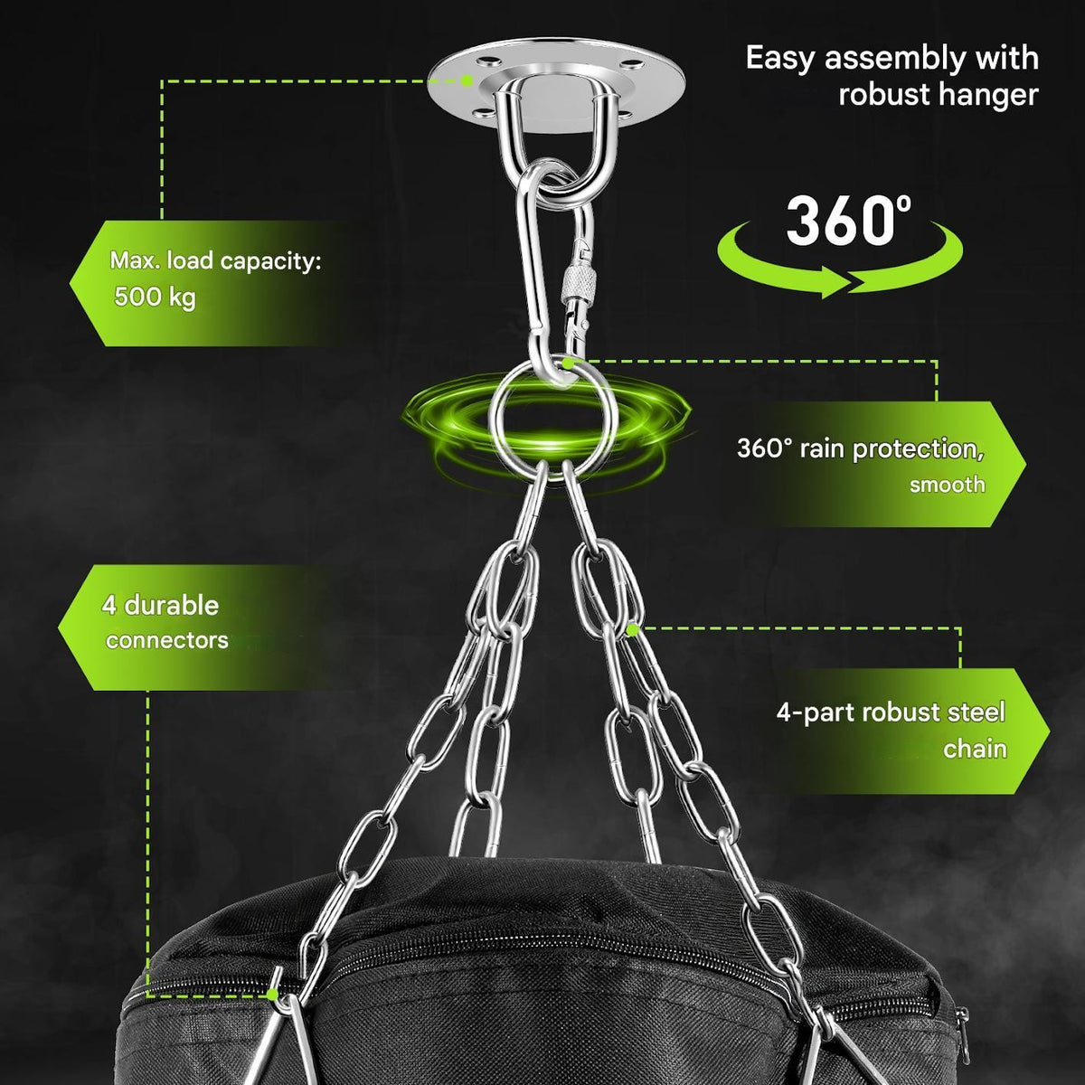 Unfilled Hanging Boxing Punching Bag for Adult Training - Full Set with Accessories