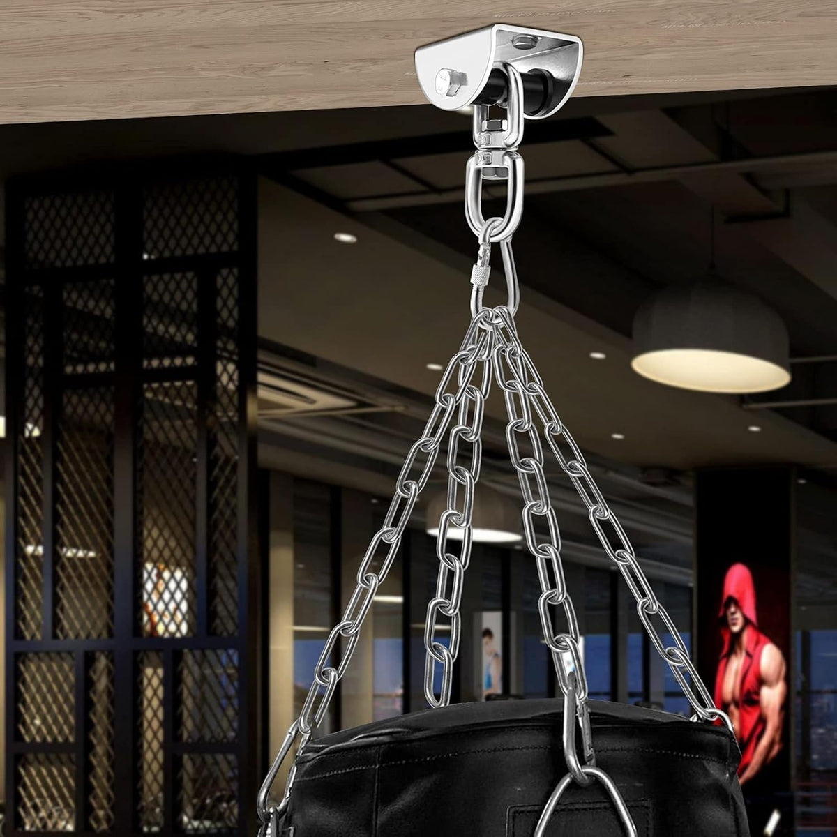 Heavy Bag Hanger with 360° Swivel for Ceiling Mount, Supports Up to 1000 lbs