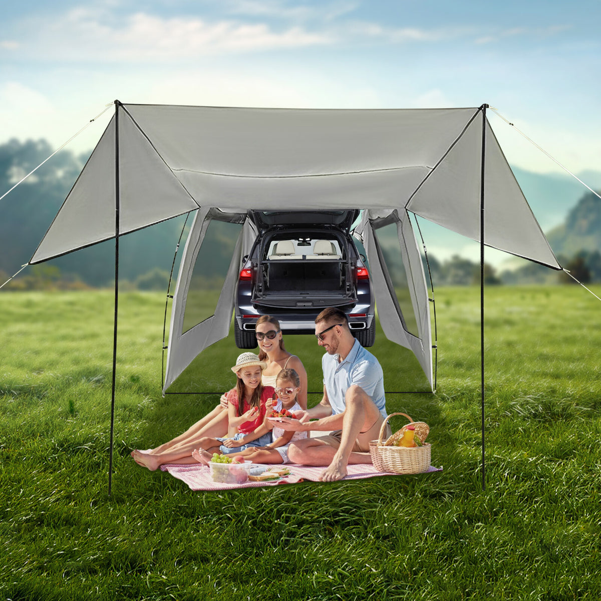 Car Awnings Outdoor Tent - Portable Car Camping Shelter with Storage Bags