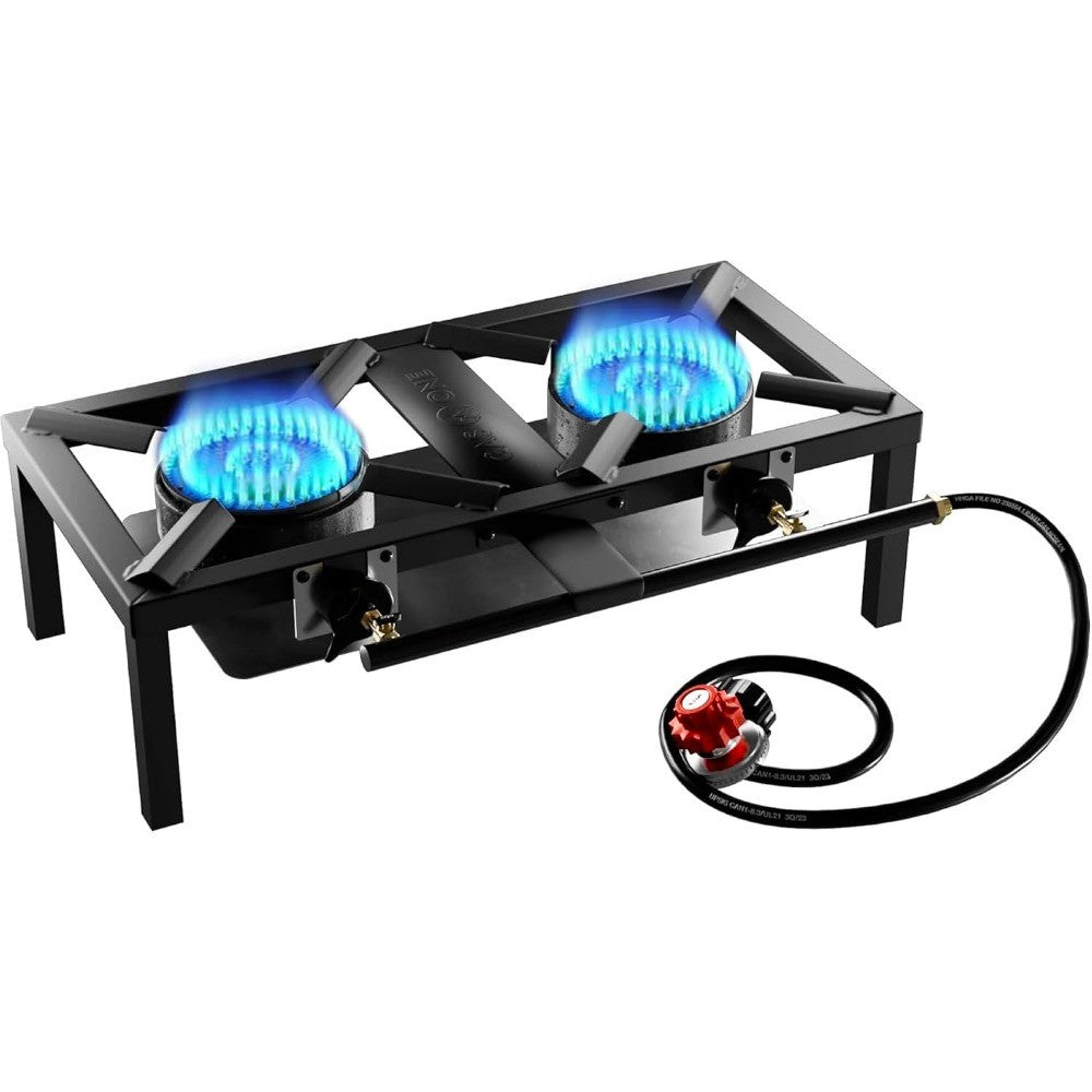 High Pressure Propane Burner for Outdoor Cooking with Heat Shield Guard