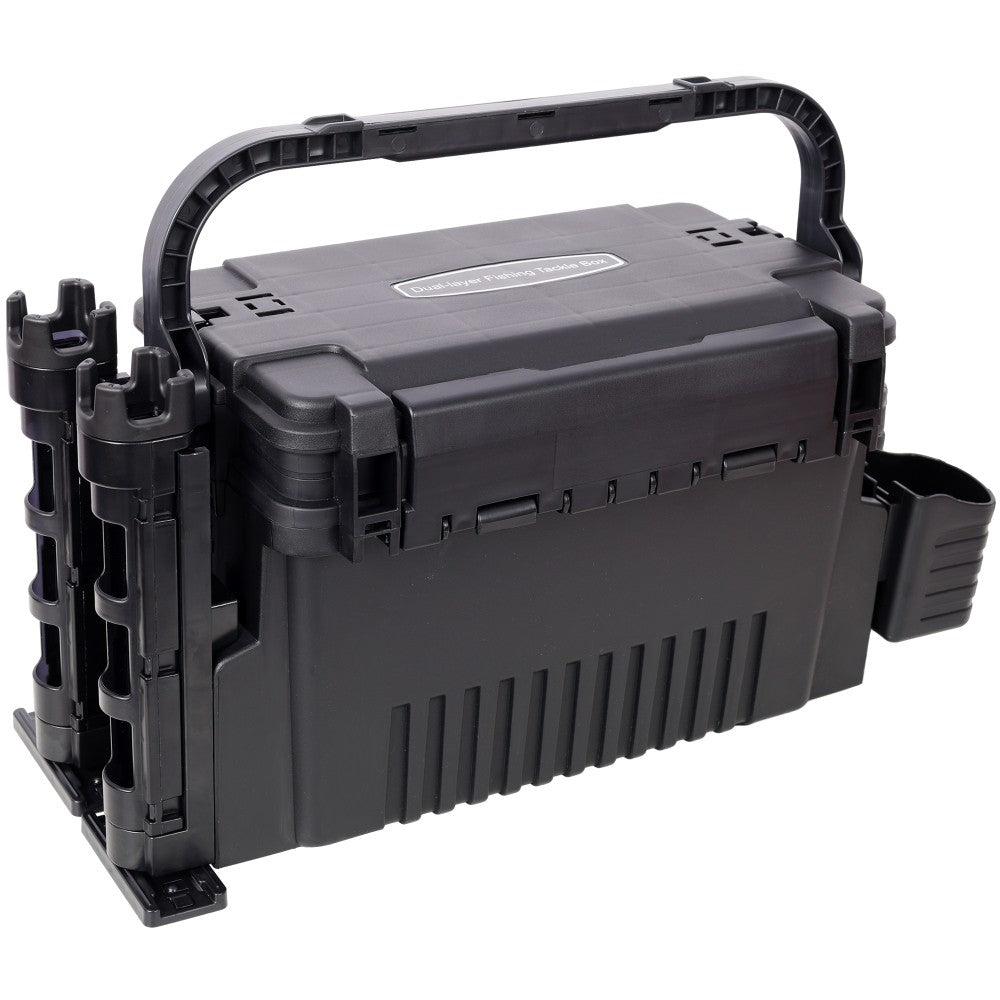 Dual Layer Fishing Tackle Box Organizer with Large Capacity & Portable Handle