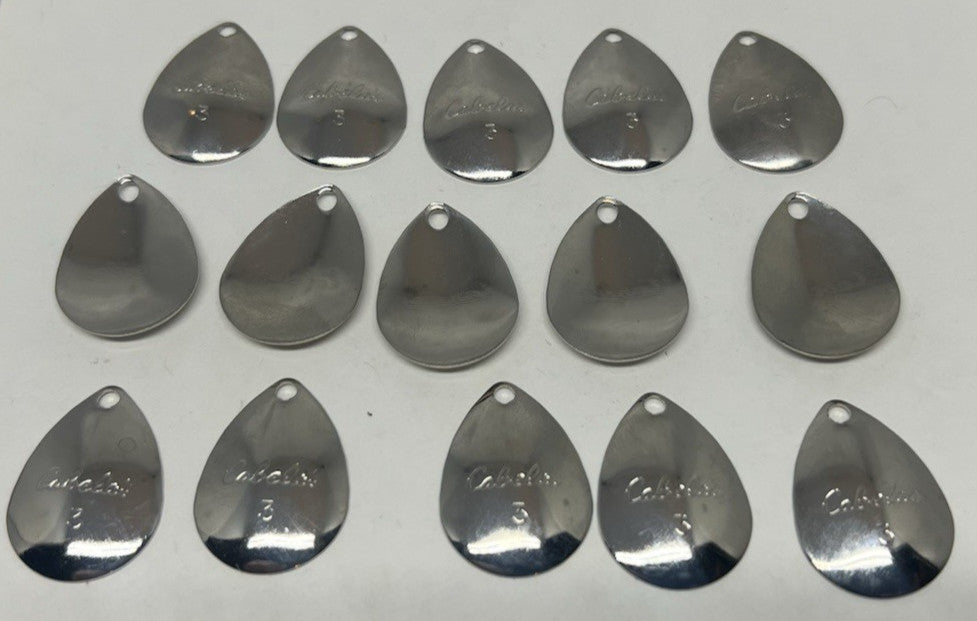 15-Pack Nickel Silver Spinner Blades Size 3 for Fishing Tackle