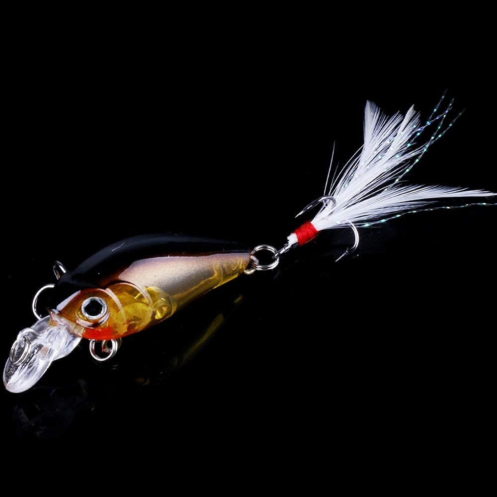 5PCS Saltwater and Freshwater Minnow Fishing Lures Crankbait with 3D Eyes