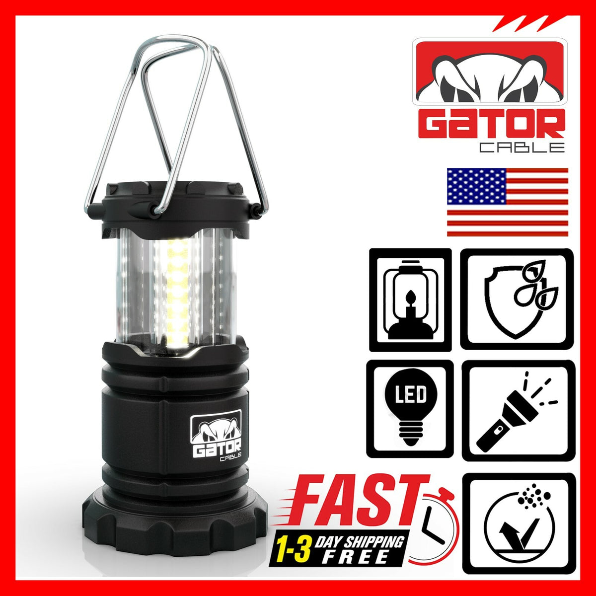 Portable Camping LED Lantern Set 2 Pack Bright Hurricane Light Battery Powered