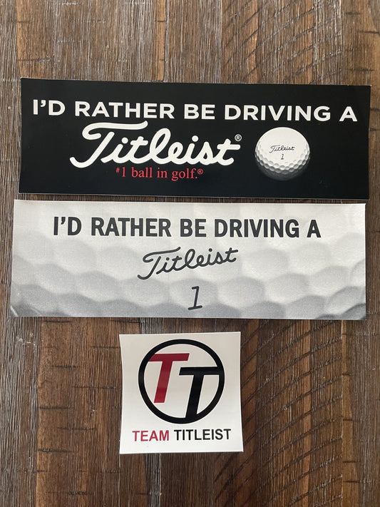 Vinyl Golf Stickers - 'I'd Rather Be Driving' Golf Team Titleist Bumper Decal