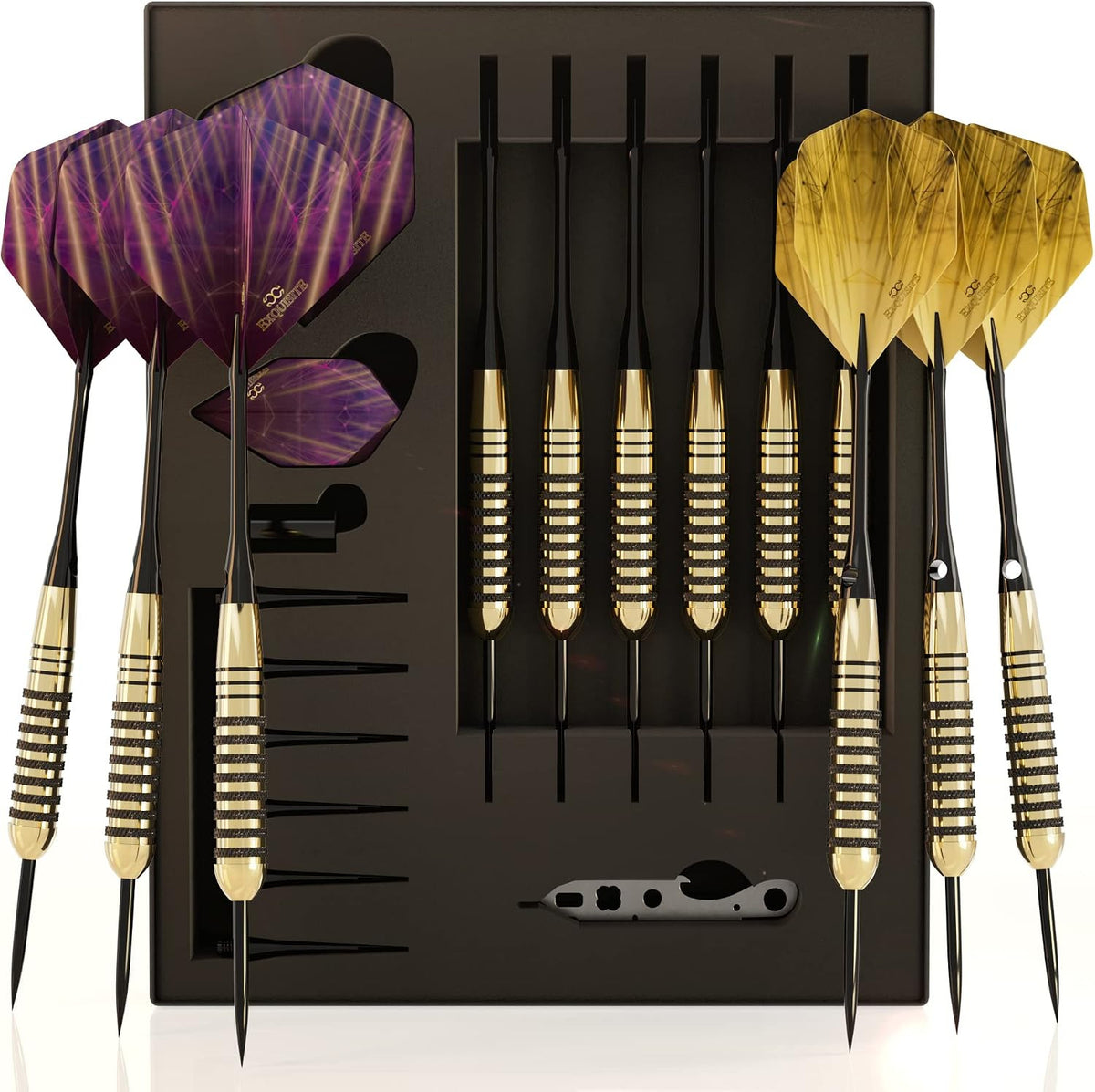 Premium Brass Darts Set — 6x22g Brass Barrels, Aluminum Shafts, Flights, Case