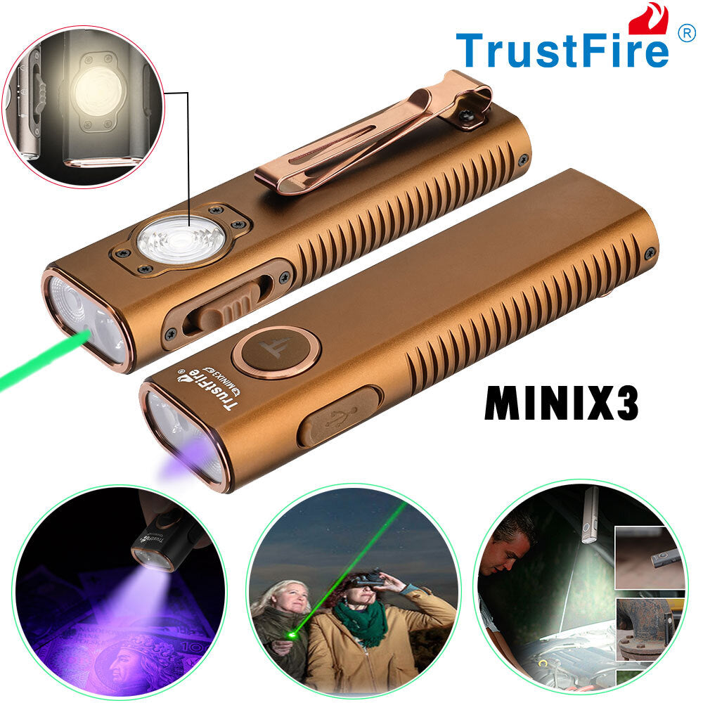TrustFire X3 4-in-1 Tactical Flashlight with UV and Laser Pointer
