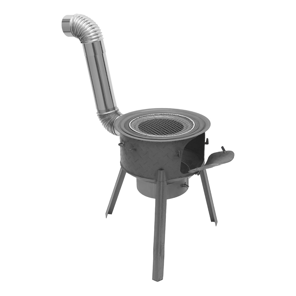 Portable Camping Wood Stove with Wok Rings, Stable Steel Support