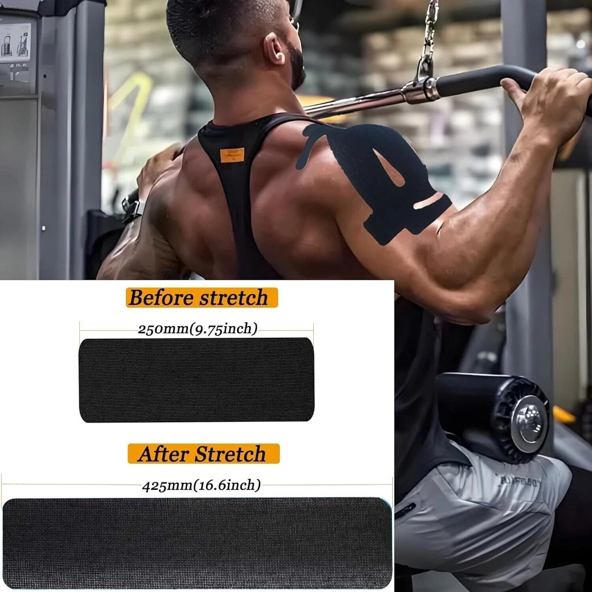 Breathable Kinesiology Tape for Muscle Pain Relief - 12pcs Black Sports Wrap