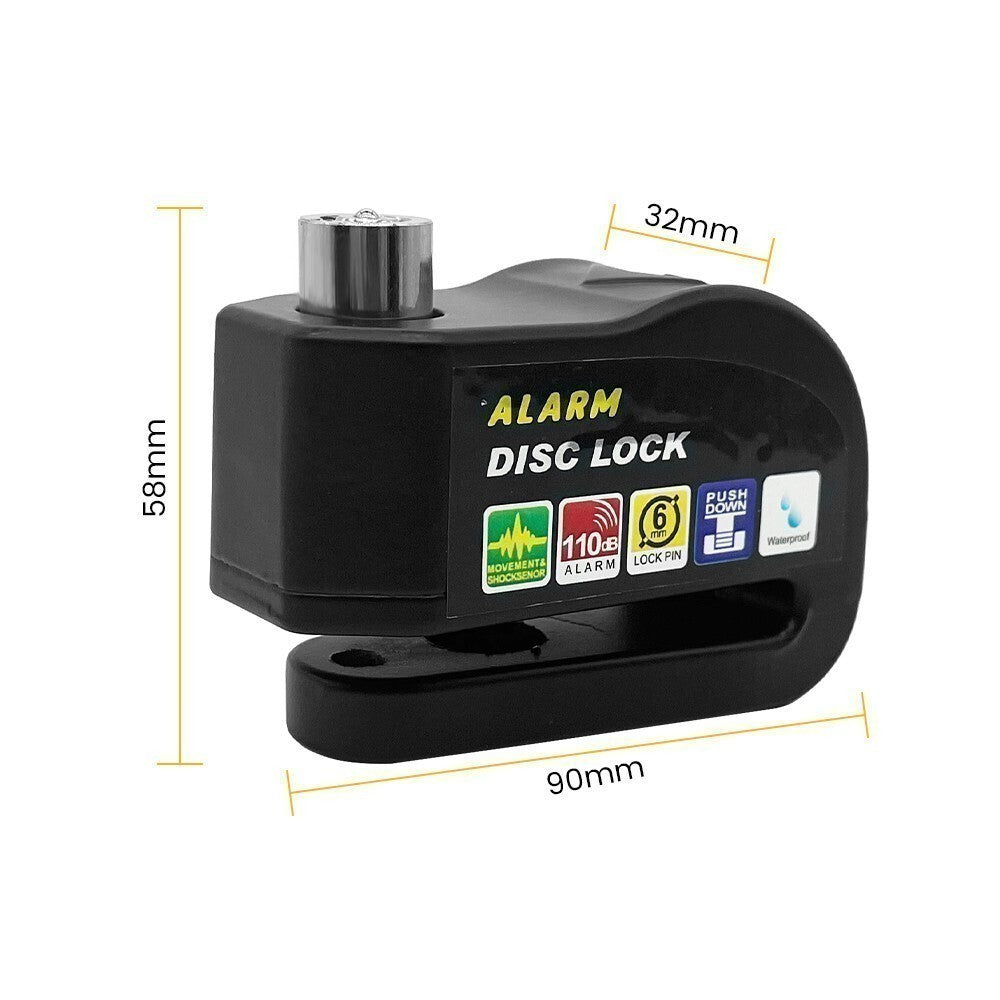 Motorcycle Disc Brake Lock with Loud Alarm Anti-Theft Security