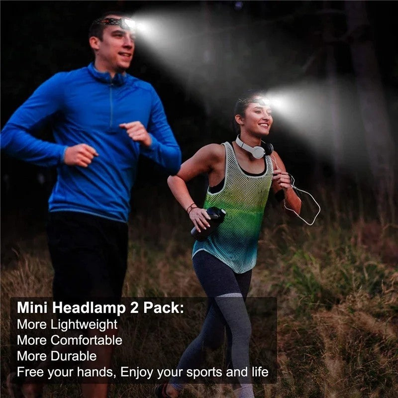 Rechargeable LED Headlamp with Bright White & Red Light for Outdoor Camping Hiking