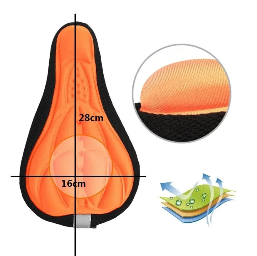 Bike Seat Cover Soft 3D Cushion for MTB Road & Commuter Bikes - Black
