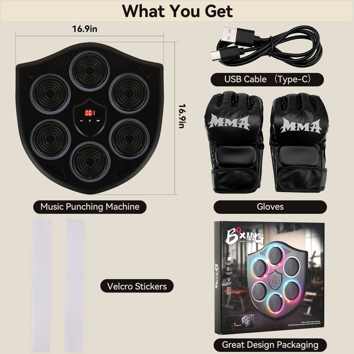 Bluetooth Music Boxing Machine for Kids & Adults Wall-Mounted Workout Trainer