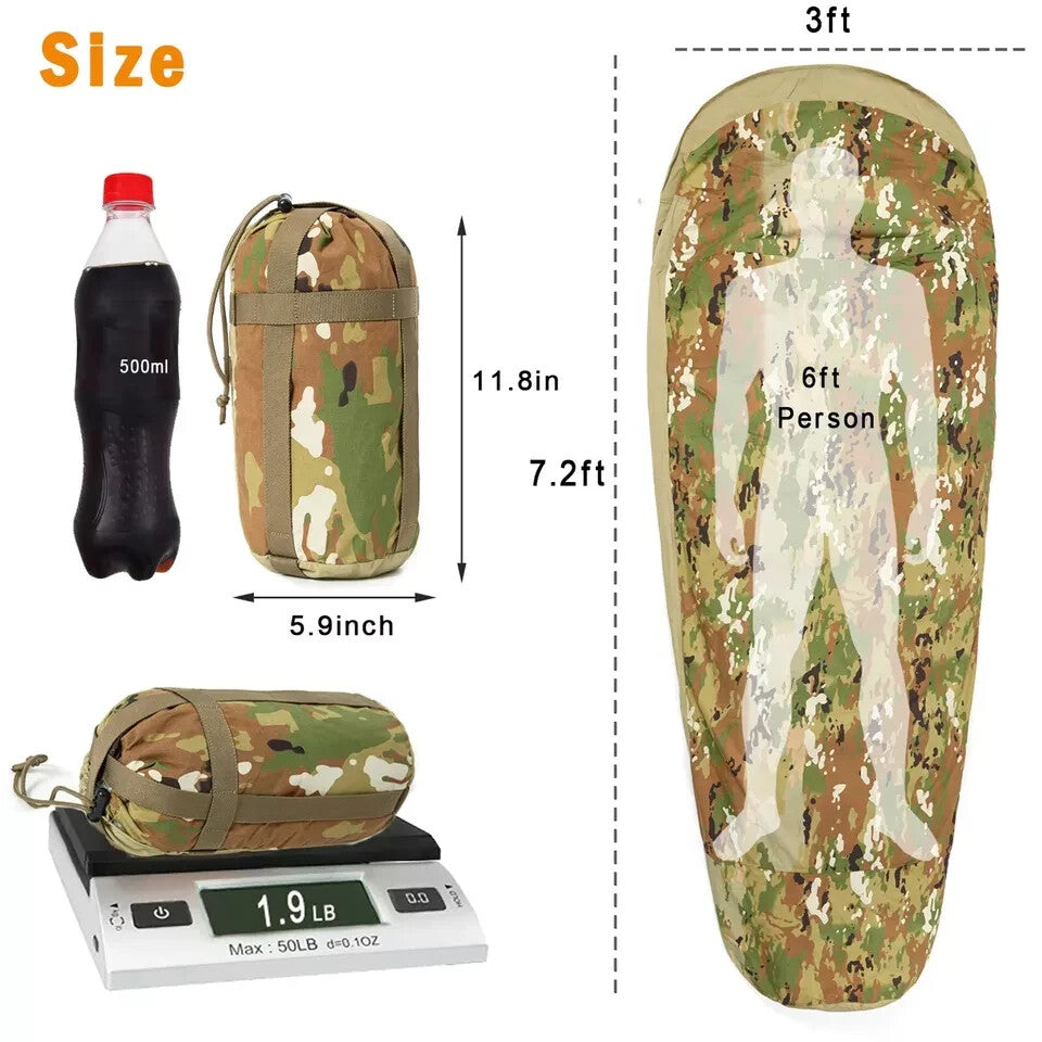 Waterproof Tactical Bivy Cover for Sleeping Bags - OCP Camouflage, Lightweight & Durable