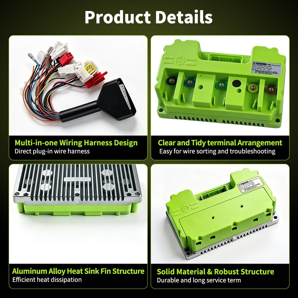 Electric Motor Controller Bluetooth 55A 200A Phase 48-72V for E-Bike, Dirt Bike