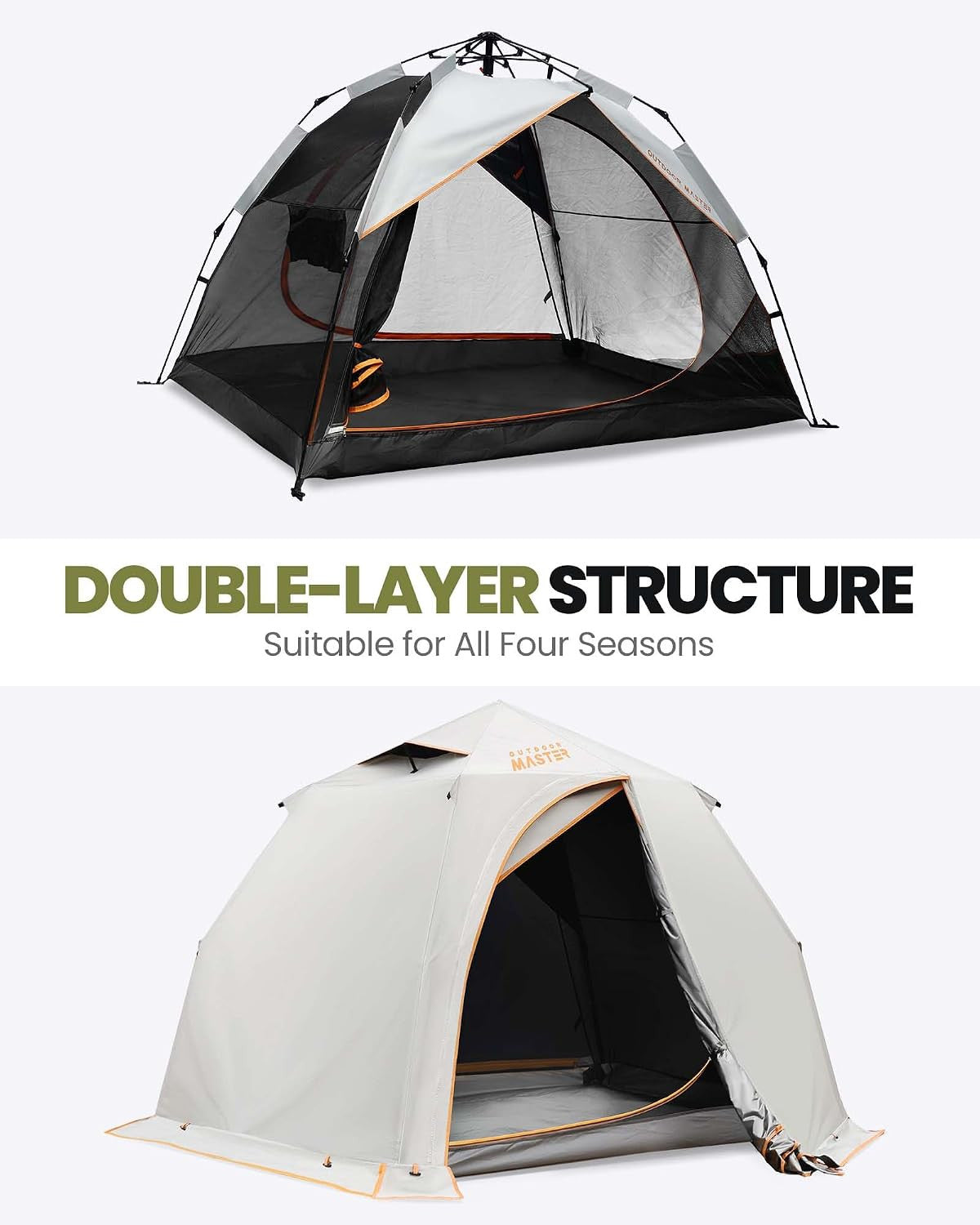 2 Person Pop Up Camping Tent - 3 Season Waterproof Canopy