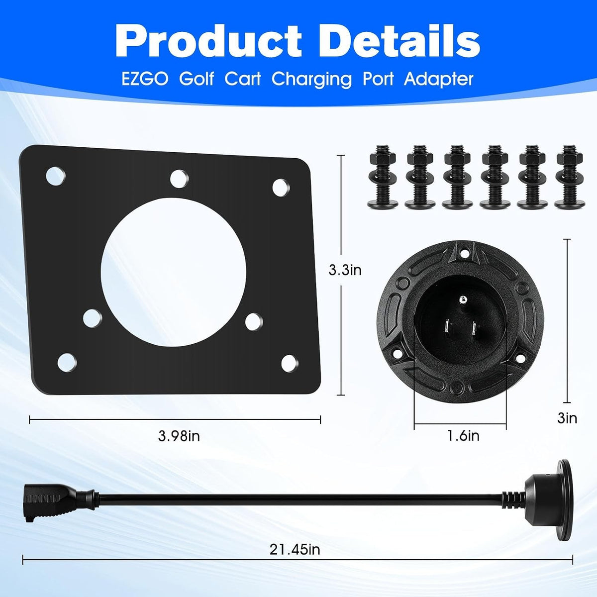 Golf Cart Charging Port Cover Plate Waterproof Dustproof 120V Adapter