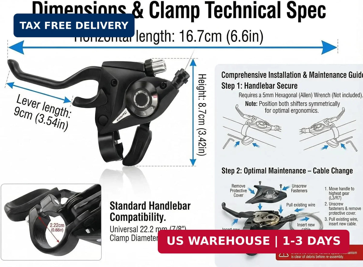 Shimano 7 8 21 24 Speed MTB Bike Shifter Lever Set - Left & Right Combo