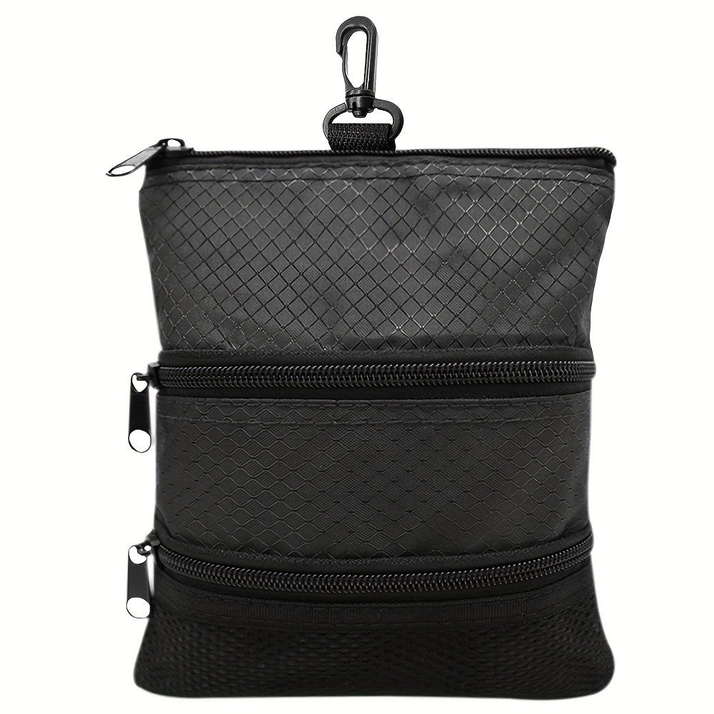 Golf Accessory Pouch Bag with Zipper and Multiple Pockets for Valuables and Tees