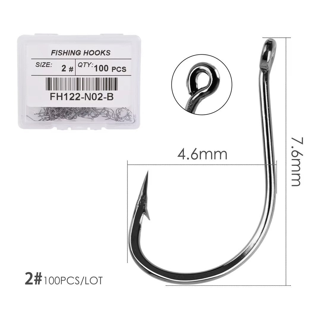 100pcs Fishing Hooks Assortment - Ultra Sharp Carbon Steel Octopus Offset