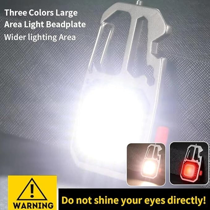 Rechargeable 500 Lumen COB Keychain Flashlight with 6 Modes & Tools