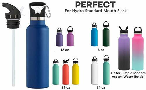 Reusable Straw Lid with 2 Long Straws & Brush for Hydro Flask & Water Bottles