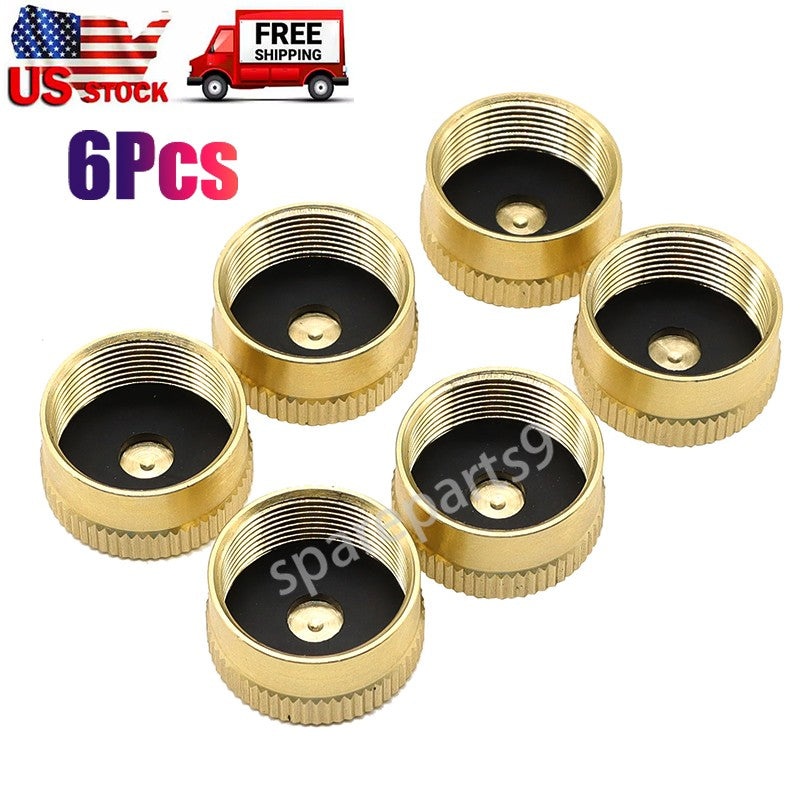 6 Pack Brass Propane Bottle Caps for Refill 1 lb Gas Tanks Seal & Protect