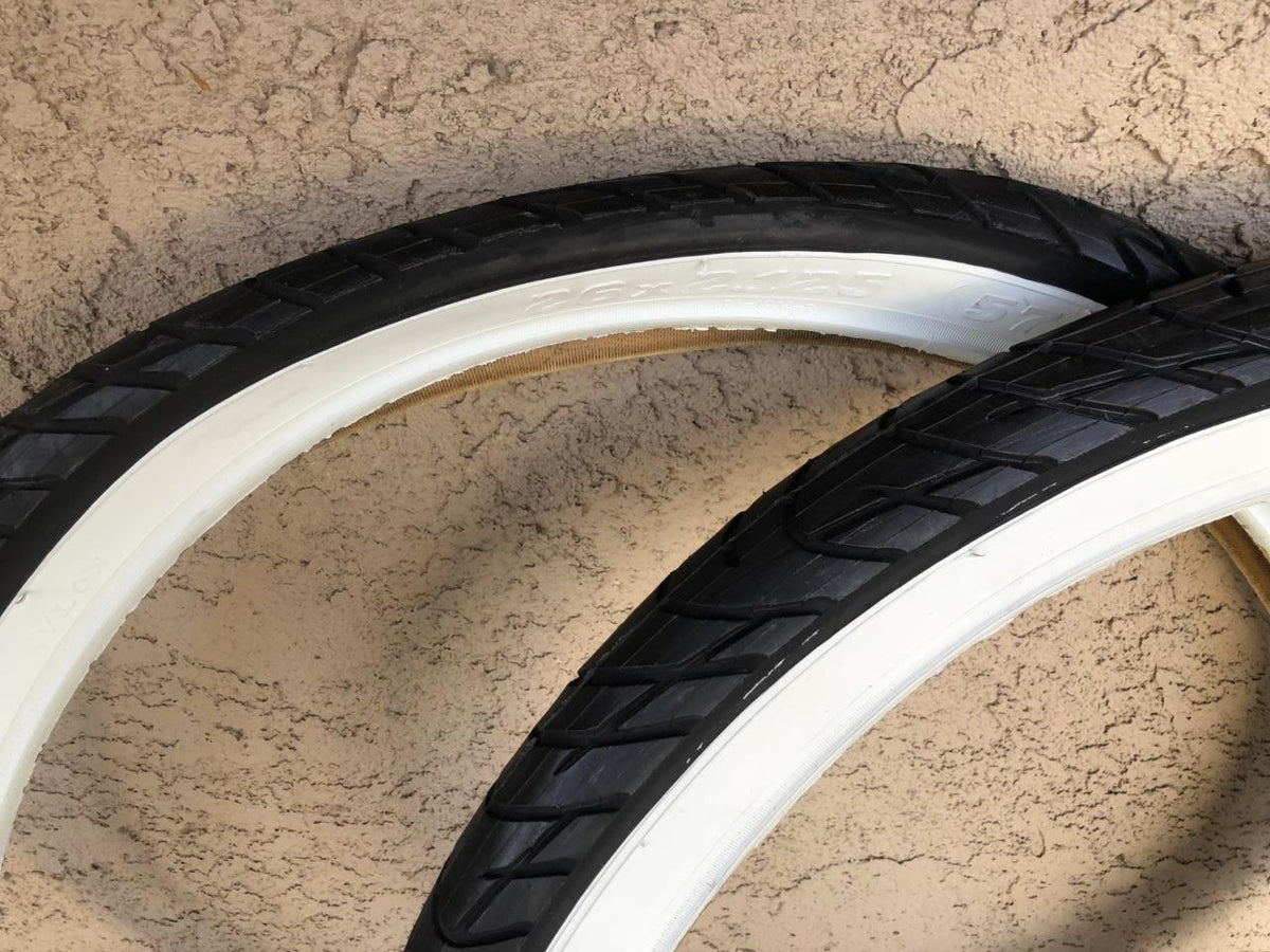 2 Pack White Wall Bicycle Tires 26x2.125 for Beach Cruiser Bikes