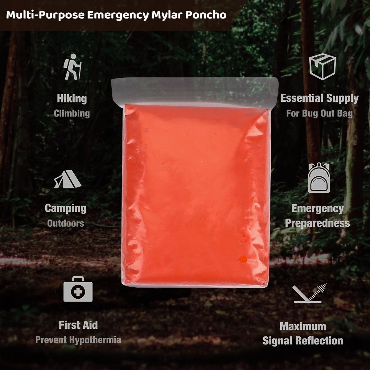 Reusable Thermal Emergency Poncho Waterproof Rain Camping Gear 1/2PC